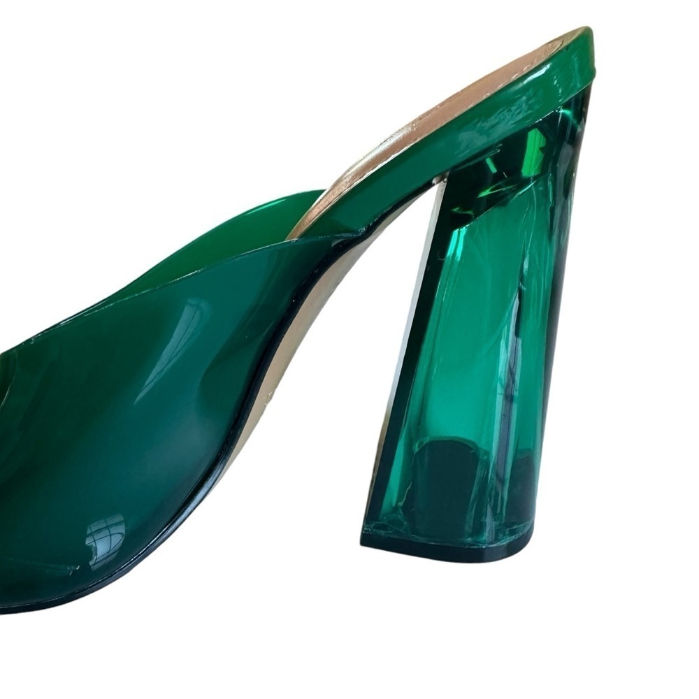 Zara Emerald Lucite Heel Sandals Clear Block Heel Square Toe 36 - Picture 11 of 15